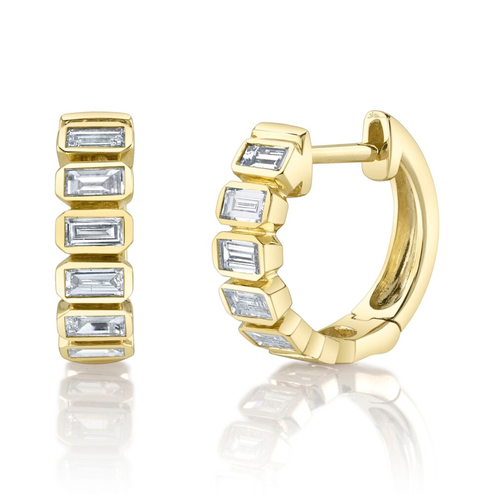 0.59CT DIAMOND BAGUETTE BEZEL HUGGIE EARRING