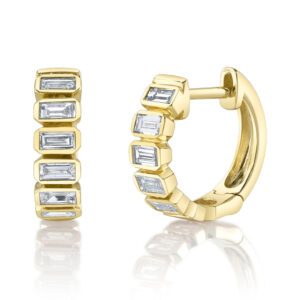0.59CT DIAMOND BAGUETTE BEZEL HUGGIE EARRING