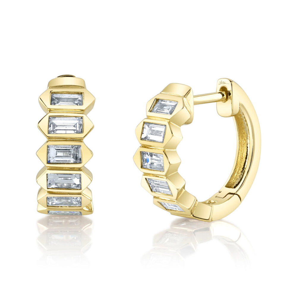 0.65CT DIAMOND BAGUETTE BEZEL HUGGIE EARRING