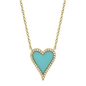 0.09CT DIAMOND & 0.69CT COMPOSITE TURQUOISE HEART NECKLACE