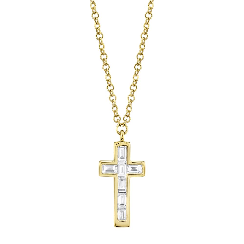 0.17CT DIAMOND BAGUETTE CROSS NECKLACE