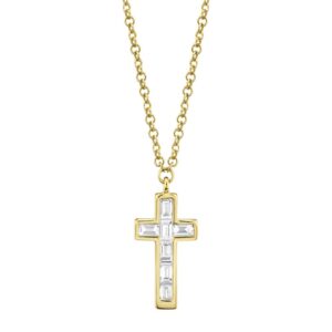 0.17CT DIAMOND BAGUETTE CROSS NECKLACE