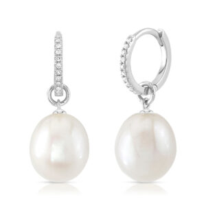 0.06CT DIAMOND & CULTURED PEARL EARRING