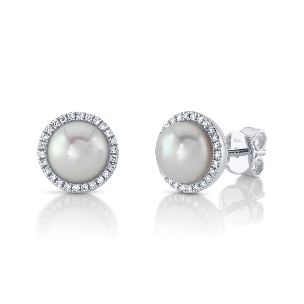 0.16CT DIAMOND & CULTURED PEARL STUD EARRING