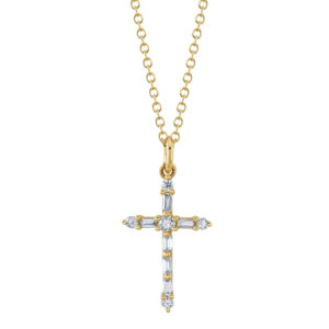 0.15CT DIAMOND BAGUETTE CROSS NECKLACE