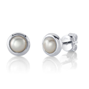CULTURED PEARL BEZEL STUD EARRING