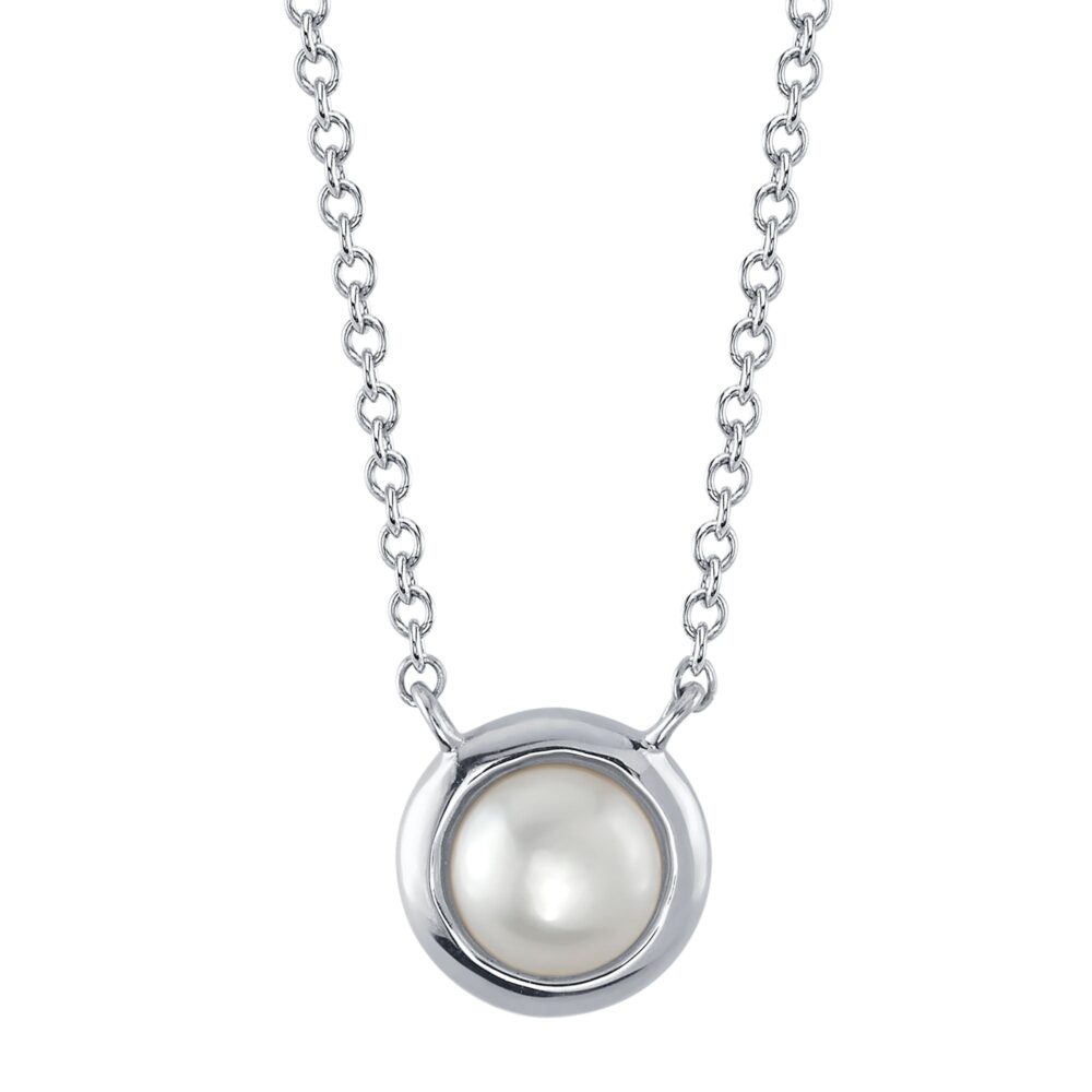 CULTURED PEARL BEZEL NECKLACE