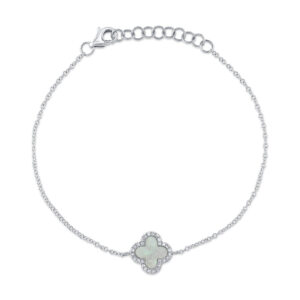 0.07CT DIAMOND & 0.40CT MOTHER OF PEARL CLOVER BRACELET