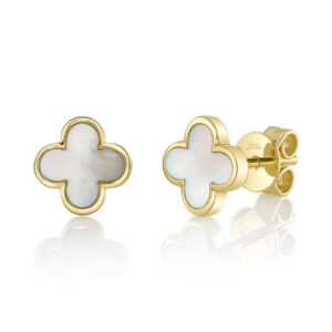 0.59CT MOTHER OF PEARL CLOVER STUD EARRING