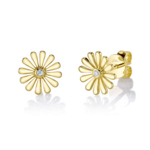0.02CT DIAMOND BEZEL FLOWER STUD EARRINGS