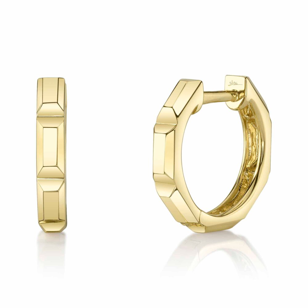 OCTAGON GEO CUT HUGGIE EARRING