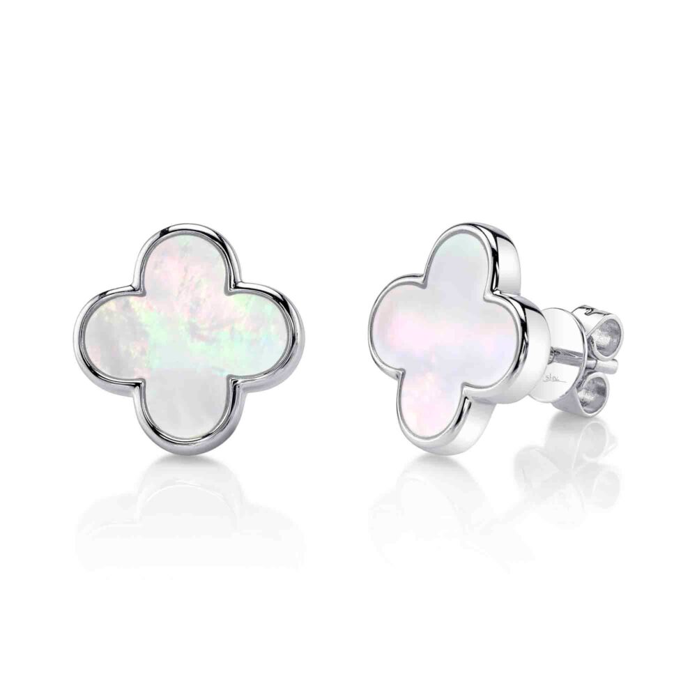 2.37CT MOTHER OF PEARL CLOVER STUD EARRING