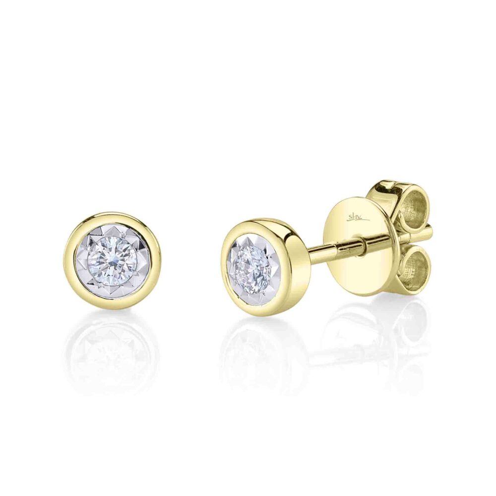 0.10CT DIAMOND BEZEL STELLA STUD EARRING