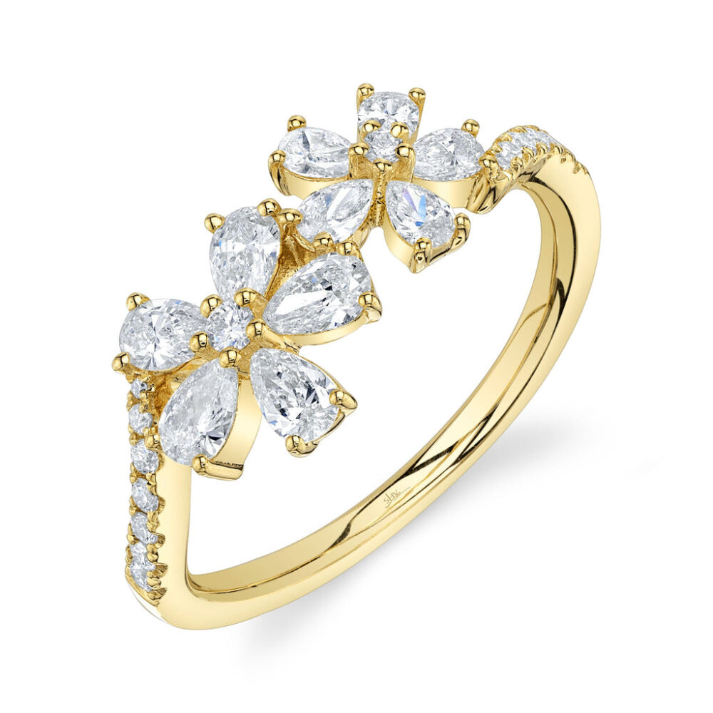 0.86CT DIAMOND PEAR FLOWER RING