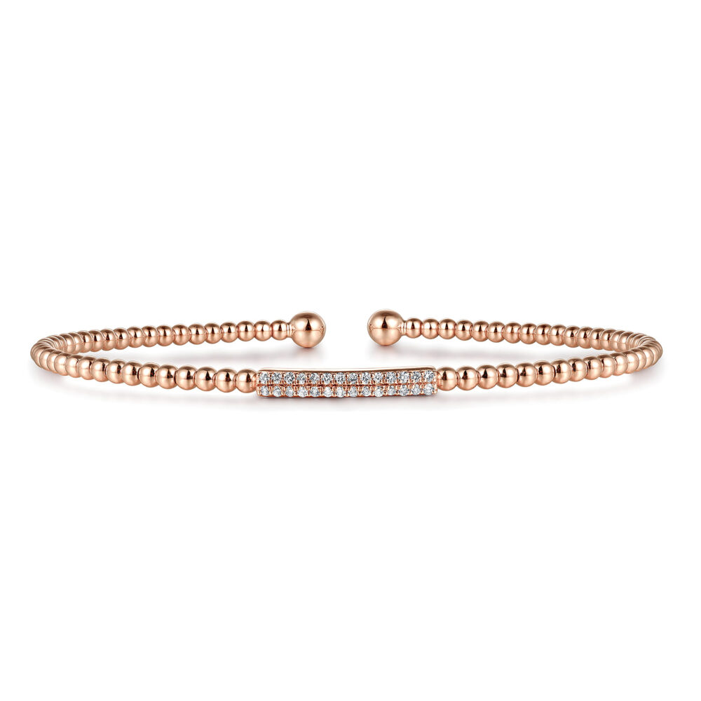 14K Rose Gold Bujukan Cuff Bracelet with Diamonds