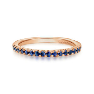 14K Rose Gold Straight Sapphire Stackable Ring