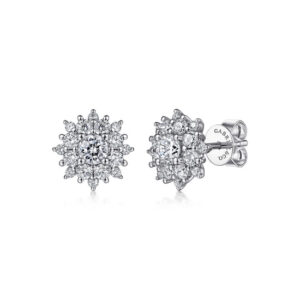 14K White Gold Diamond Classic Stud Earrings