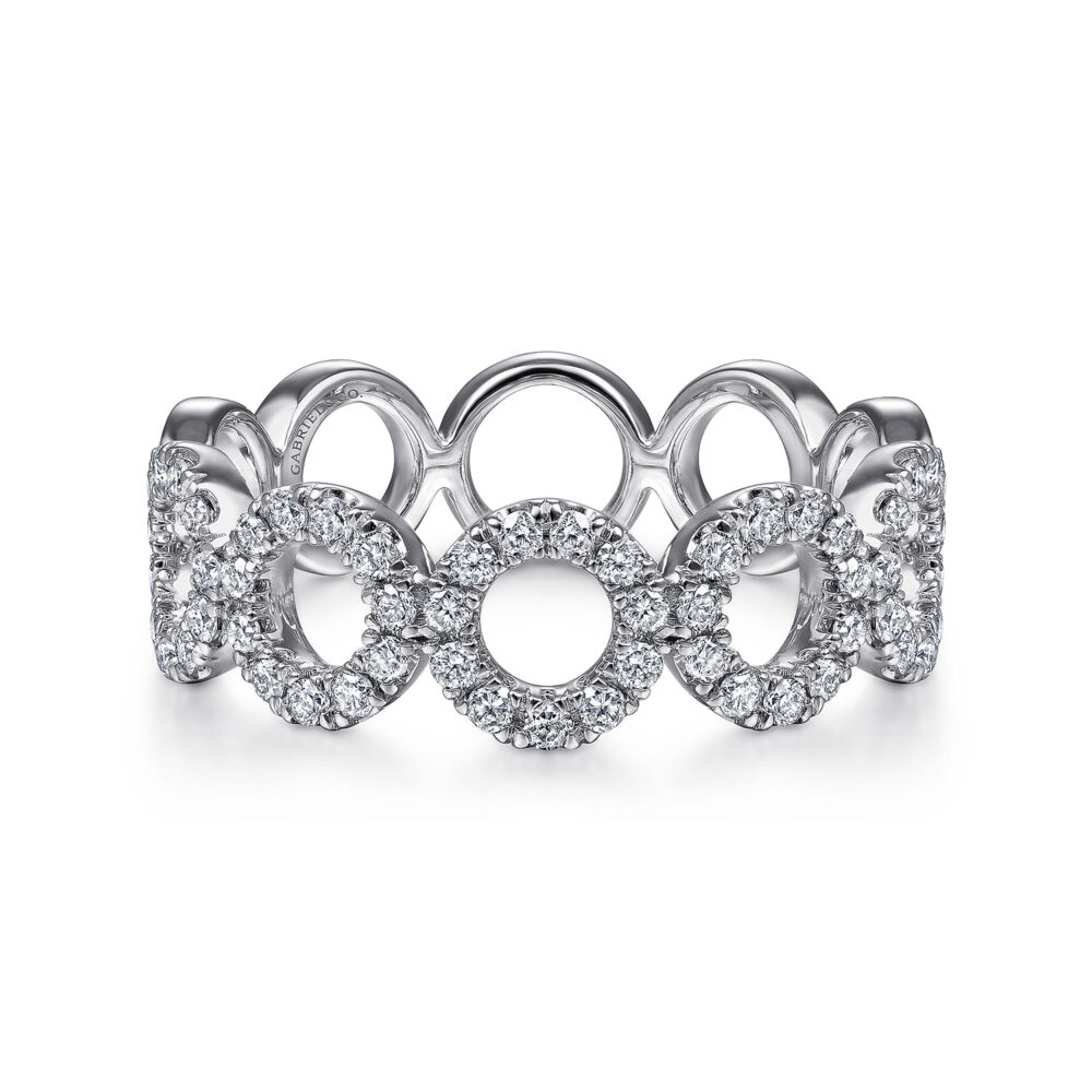 14K White Gold Open Circle Diamond Ring