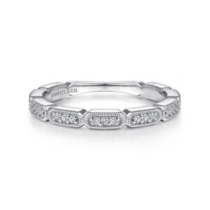 14K White Gold Segmented Diamond Stackable Ring