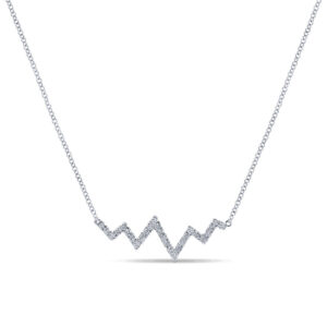 14K White Gold Zig Zag Diamond Necklace