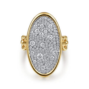 14K White & Yellow Gold Bujukan and Diamond Signet Ring