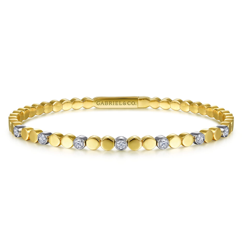 14K White-Yellow Gold Diamond Bangle