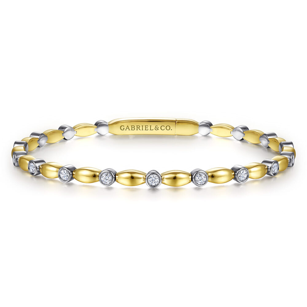 14K White-Yellow Gold Diamond Bangle