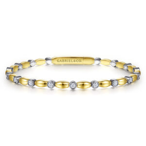 14K White-Yellow Gold Diamond Bangle