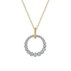 14K White Yellow Gold Diamond Drop Necklace 20mm-Bujukan