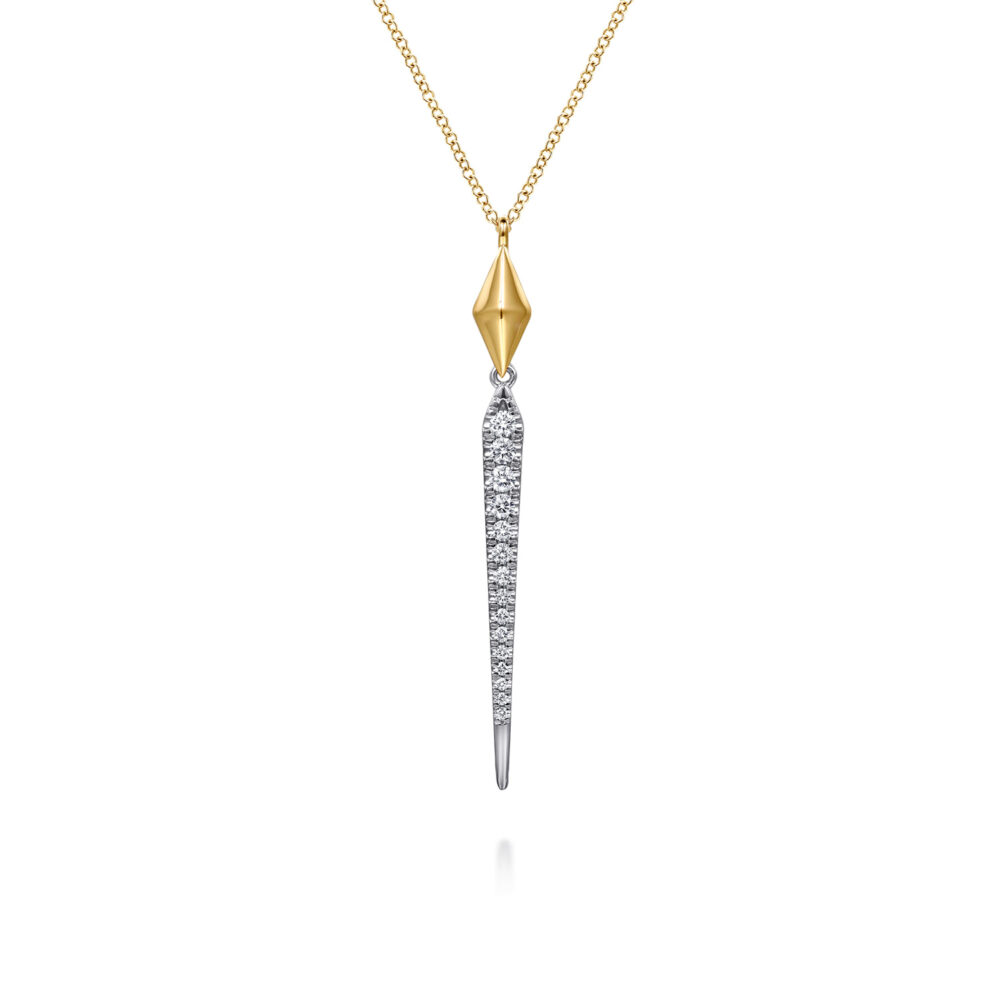 14K White & Yellow Gold Diamond Kite Drop Necklace