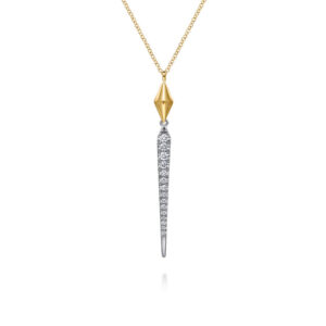 14K White & Yellow Gold Diamond Kite Drop Necklace