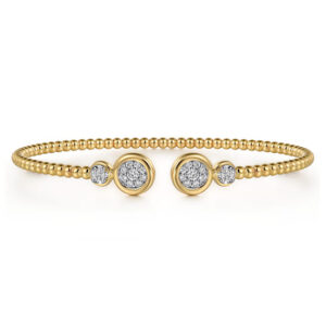 14K White & Yellow Gold Diamond Open Bangle Bracelet-Bujukan