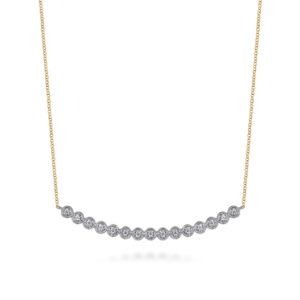 14K White and Yellow Gold Diamond Bar Necklace
