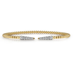 14K Yellow Gold Diamond Open Bangle Bracelet, 0.26ct-Bujukan