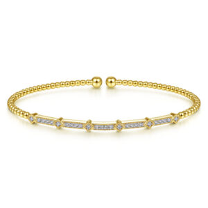 14k Yellow gold diamond bangle