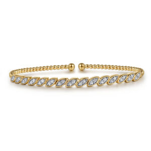 14k yellow gold diamond bangle