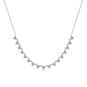 18 inch 14K White Gold Scalloped Diamond Choker Necklace