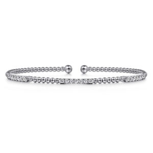 Beaded Bangle Bracelet Cuff 14K White Gold Diamond 0.45ct Bujukan
