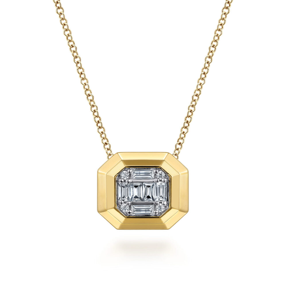Pendant Necklace 14K Yellow Gold Diamond 0.3ct