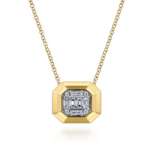 Pendant Necklace 14K Yellow Gold Diamond 0.3ct