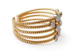 18K Two Tone multi strand diamond bangle bracelet