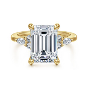 Avah – 14K Yellow Gold Emerald Cut Diamond Cluster Engagement Ring