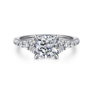 Avah – Platinum Cushion Cut Diamond Cluster Engagement Ring