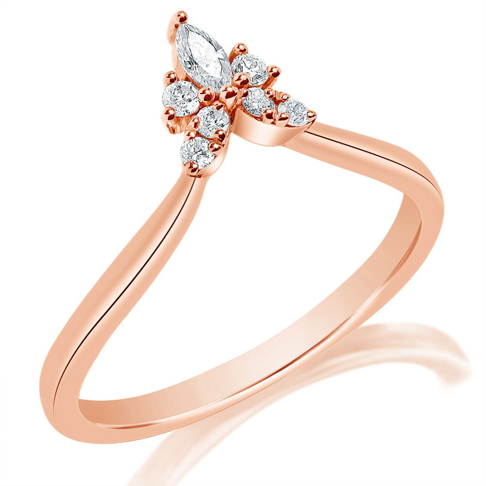Diamond Cluster Marquise Point Curved Band