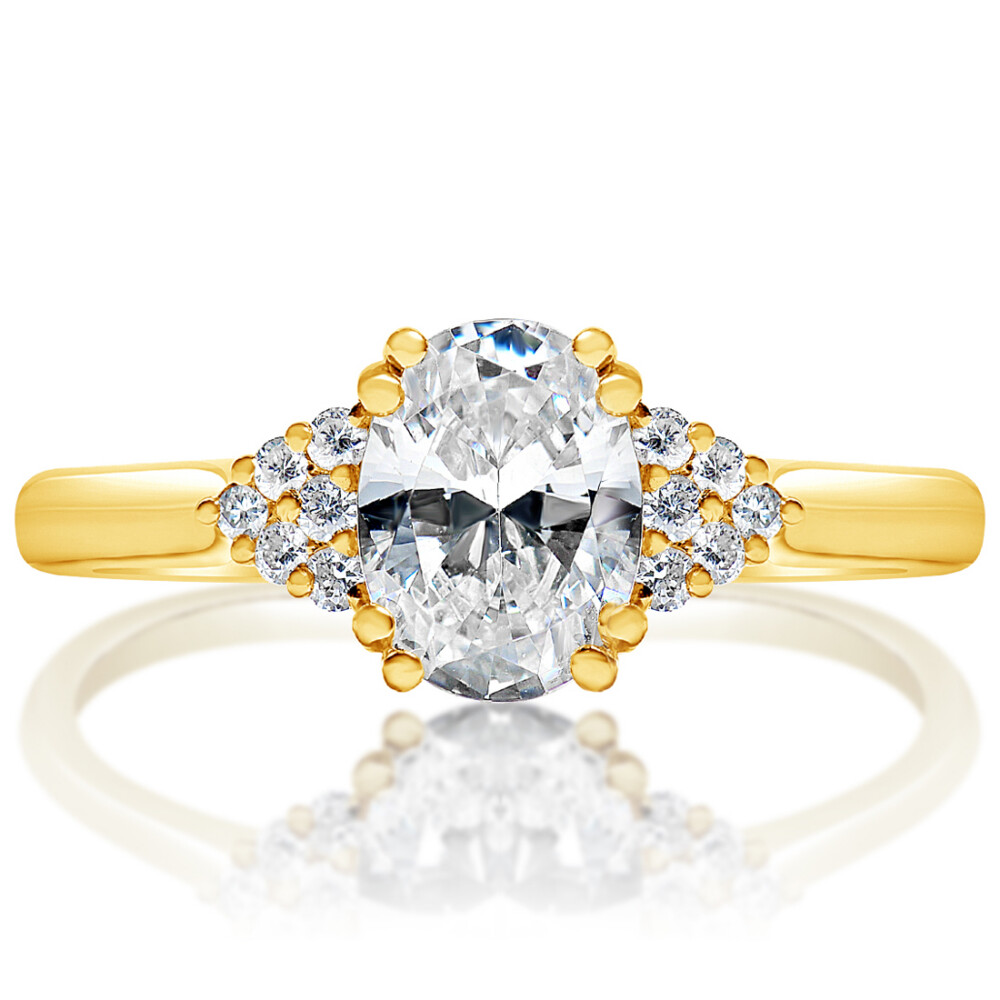 Oval Diamond Cluster Engagement Ring