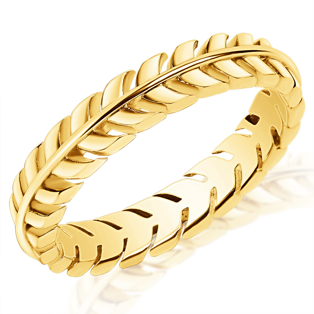 High Polish Leaf Eternity Band