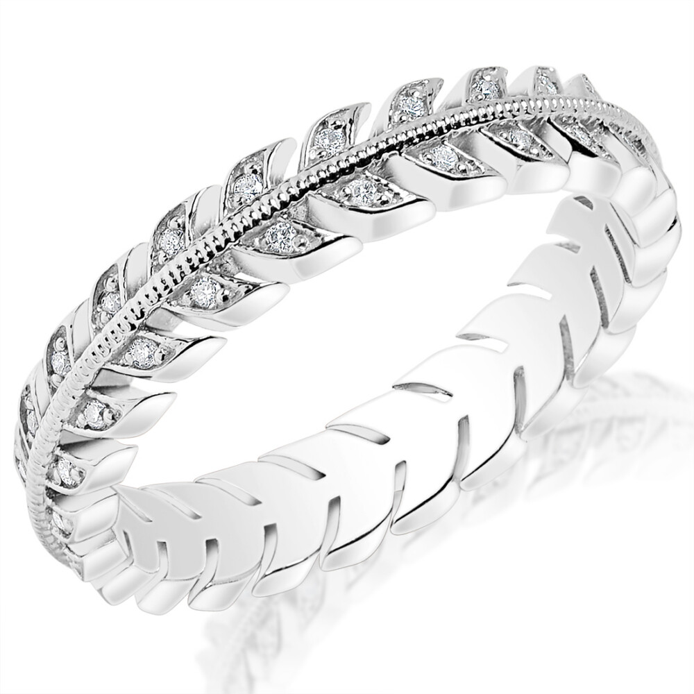 Diamond Studded Leaf Eternity Band