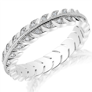 Diamond Studded Leaf Eternity Band