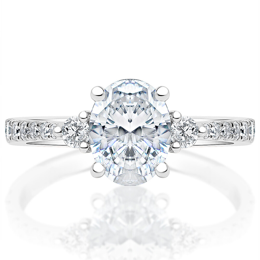 Oval Diamond With Sidestones Engagement Ring