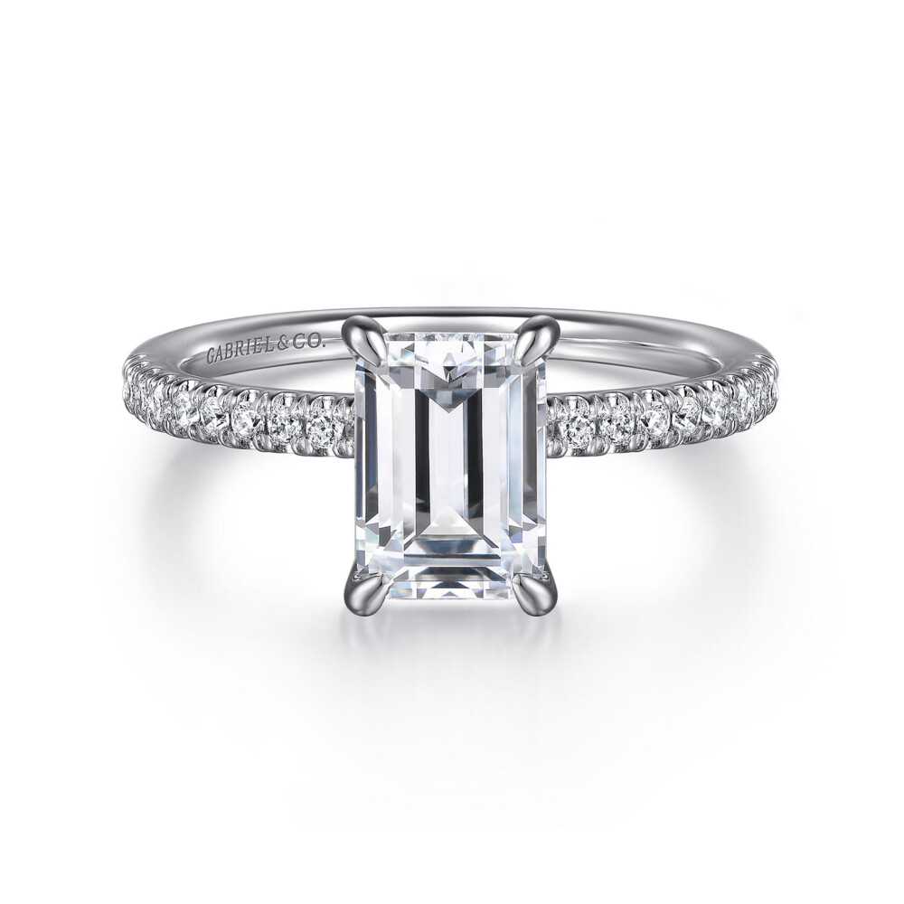 Stasia – 14K White Gold Emerald Cut Diamond Engagement Ring